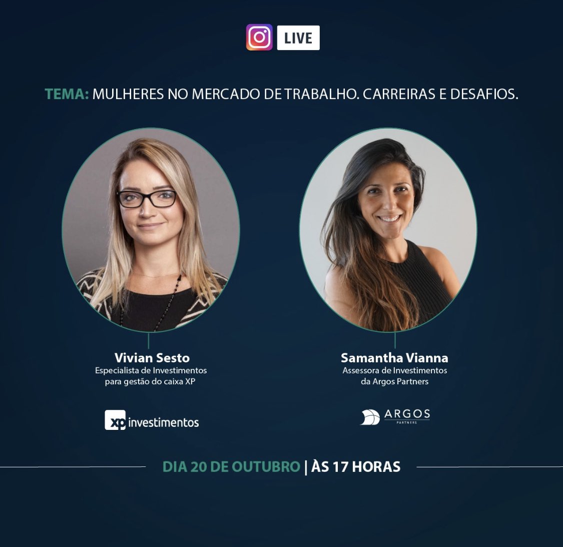 Samantha Vianna on X: Hoje tem live com Samuel Ponsoni, analista de fundos  da XP Investimentos e @WagSfc pelo Instagram da Argos Partners ✔️  Conecte-se.  / X