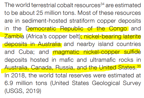 Raw materials used in LIBs:Cobalt (27th element & got permanent magnetic properties & electrons can participate in chemical bonds in 2 shells instead of 1). Found in earth (also sea floor) & usually in combo w/ nickel & copper. Most are in Congo & Zambia.