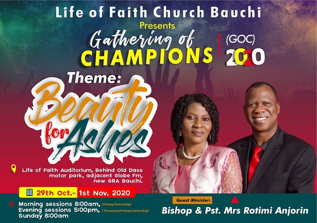 lifeoffaithng's tweet photo. 9 days to go 💃💃💃🕺🕺🕺
Gathering of Champions 2020

THEME: BEAUTY FOR ASHES 

DATE: 29th Oct - 1st Nov 2020

Guest Ministers: @reanjorin, olushola anjorin

Follow our socials for UPDATE
@reanjorin  @lifeoffaithng

#GOC #GOC2020 #BeautyForAshes  #Worship #church #miracle #Jesus https://t.co/fBGI8rYMrh