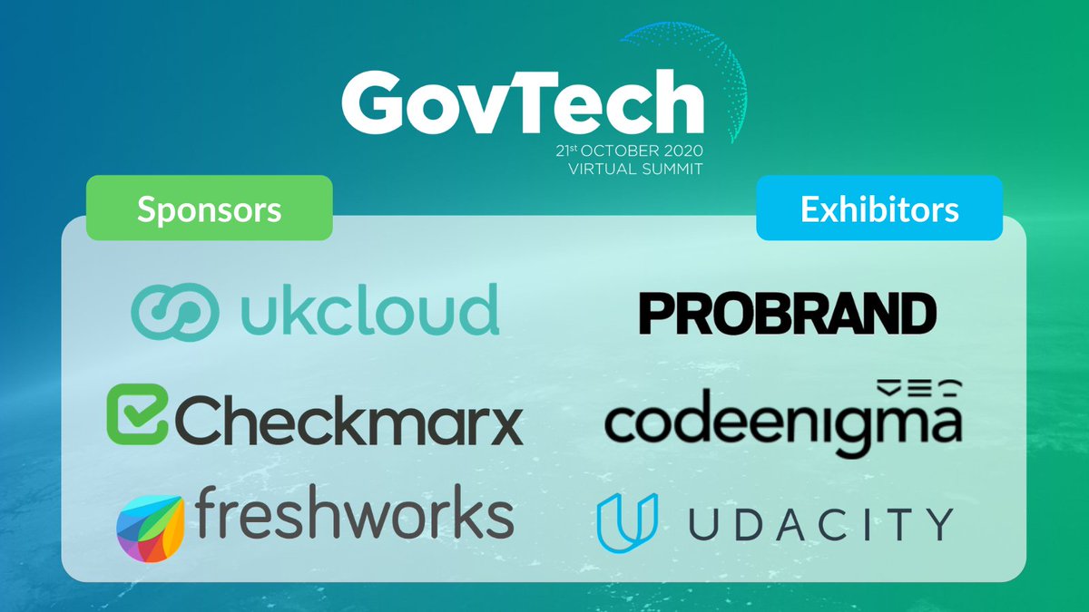 DigiGovExpo's tweet photo. A huge thank you to our Sponsors and Exhibitors at #GovTech2020 tomorrow. Make sure to drop by @Checkmarx @FreshworksInc @ukcloudltd @Probrand @udacity and @codeenigma for solutions to implementing #emeringtech in the #publicsector

#GovTech #AI #IoT https://t.co/9KNegO6MhX