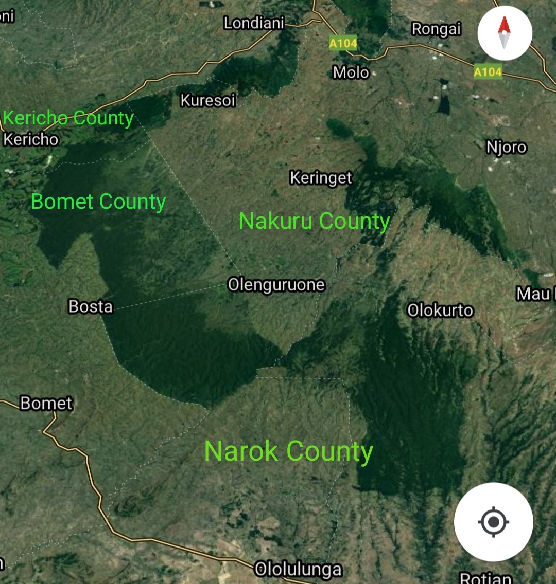 10. MAU - The largest water tower in Kenya marks the boundary between Nakuru, Narok, Bomet & Kericho counties. Nakuru occupies the north eastern section of the highland forest which has been virtually cleared. Narok is in the south while Bomet & Kericho are in western Mau.