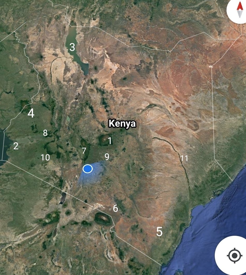 Finally, here's a map of Kenya with all the geographical features highlighted.1. Mt. Kenya2. Lake Victoria3. Lake Turkana4. Mt. Elgon5. Coastal Plain6. Chyulu Hills7. Aberdares mountain8. Nyando/Nandi escarpment9. Masinga Dam10. Mau11. Tana River.Happy Mashujaa day.