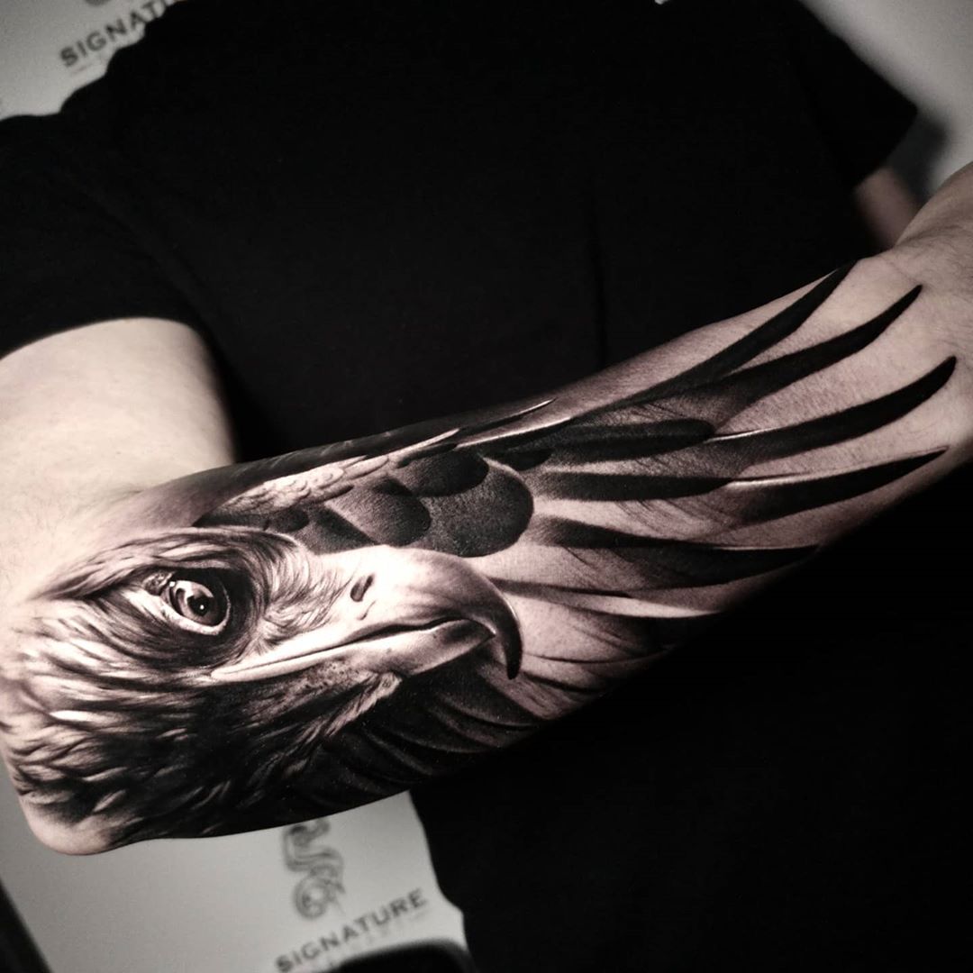 Full Sleeve ArmBone Tattoo Eagle Eye  Tattoo for a week