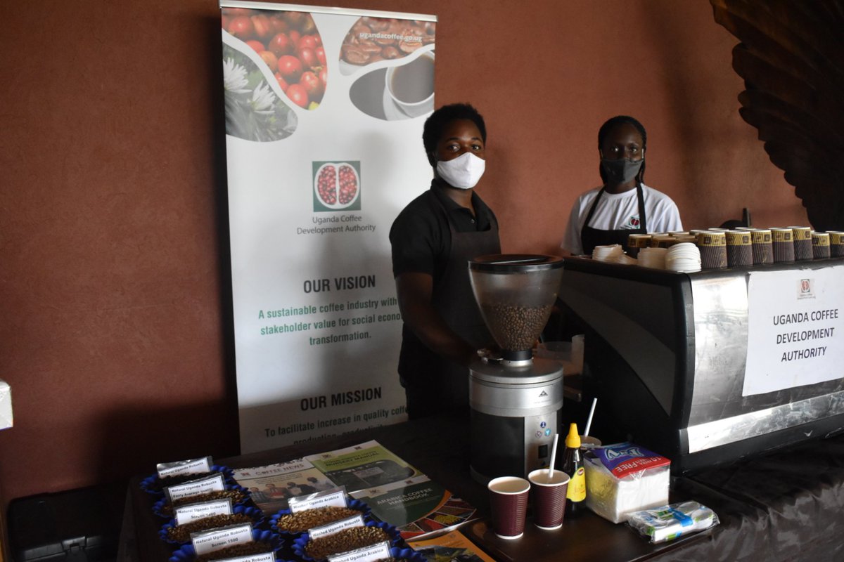 UgandaCoffee_'s tweet photo. Meet the #Coffee Baristas: Patricia Awori, 2019 Inter University Barista Champion &amp; Patrick Mugenyi are young people who have found a calling in coffee. Growing in the industry never ceases &amp; there is a lot to learn. The duo make a great cup of Ugandan Coffee. #AgSectorReview2020 https://t.co/YnG7Qzflkp