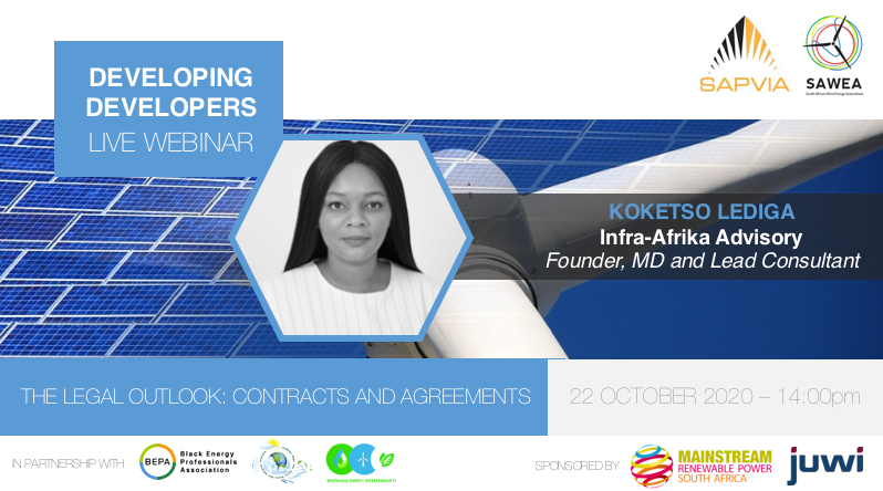 SAPVIA's tweet photo. WEBINAR AGENDA: 'The Legal Outlook: Contracts and Agreements’, 22 October 2020 at 14:00pm
Meet our panelists!
Register and see agenda: https://t.co/BJjeTNPE6E
#DDwebinars2020 #buildbackbetter with #renewableenergy #localforglobal #energytransformation #skillsdevelopement https://t.co/N4UfWOBrkx