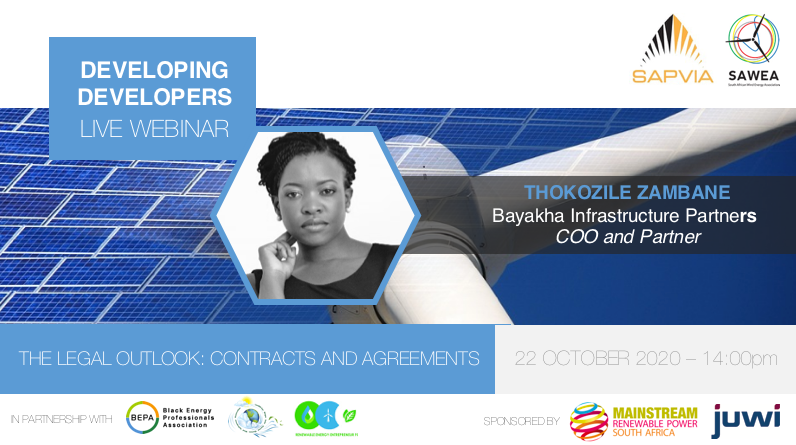 SAPVIA's tweet photo. WEBINAR AGENDA: 'The Legal Outlook: Contracts and Agreements’, 22 October 2020 at 14:00pm
Meet our panelists!
Register and see agenda: https://t.co/BJjeTNPE6E
#DDwebinars2020 #buildbackbetter with #renewableenergy #localforglobal #energytransformation #skillsdevelopement https://t.co/N4UfWOBrkx