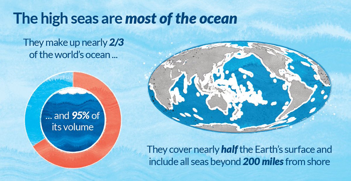 To celebrate  #WorldStatisticsDay2020 here's a thread of facts and figures about the  #HighSeas. : The high seas are the waters beyond any country’s national jurisdiction, they make up 64% of the entire ocean, 45% of the total surface of the Earth -and 95% of its volume!