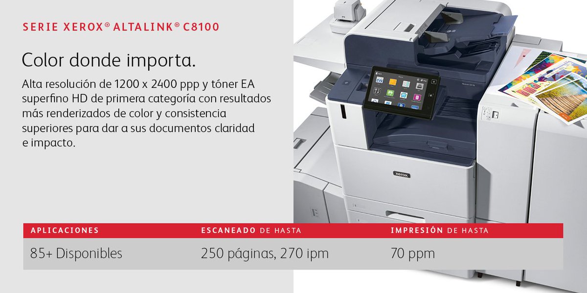 Xerox AltaLink C8100 - Color donde importa
Consulta nuestras ofertas.
youtu.be/ZW53FkeADSk