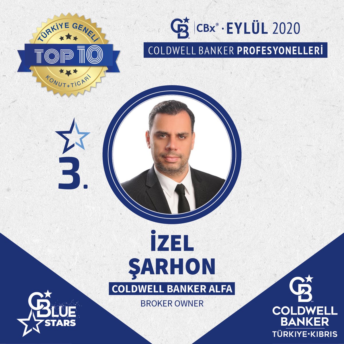 Eylül 2020 başarılı Profesyonelleri Burada!
Sıralamada olan tüm Profesyonellerimizi kutluyoruz!
* BlueStars.CB.com.tr portalında 27 Ekim tarihinde 3.Çeyrek Ödülleri ile aynı zamanda 
Eylül 2020 Blue Stars sıralamalarında yayınlanacaktır.
#ColdwellBanker #coldwellbankertürkiye