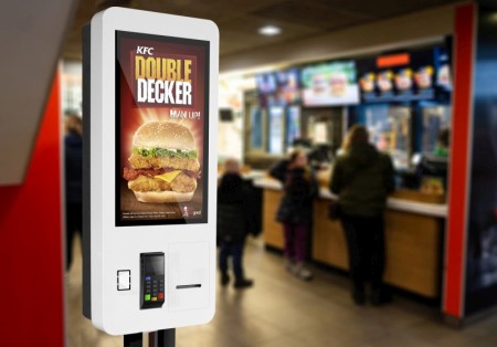 NOW IN STOCK 27” PCAP Self Service Kiosk, our automated self-ordering system with an #interactive touch screen, card reader space, QR code scanner, and thermal receipt printer. #digitalsignage #kiosk #fastfood #DigitalSolutions