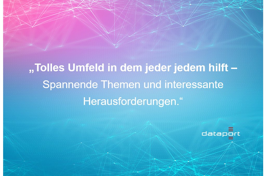 SMELLS LIKE TEAMSPIRIT – ist mittlerweile unser „Schlachtruf“. Kollegialität gepaart mit sinnstiftenden Aufgaben ergibt eine hohe Arbeitnehmerzufriedenheit. Wir ruhen uns darauf nicht aus, sind aber dennoch stolz auf die 4,3 von 5⭐auf kununu.
<a href="/Datareport/">Dataport</a>