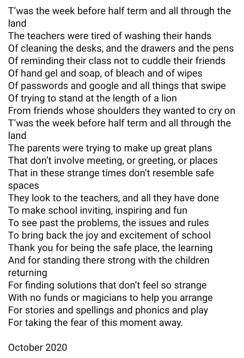 Stolen (with permission) from a friend #halfterm #schools #teachers #education #TeacherTired #Covid19UK