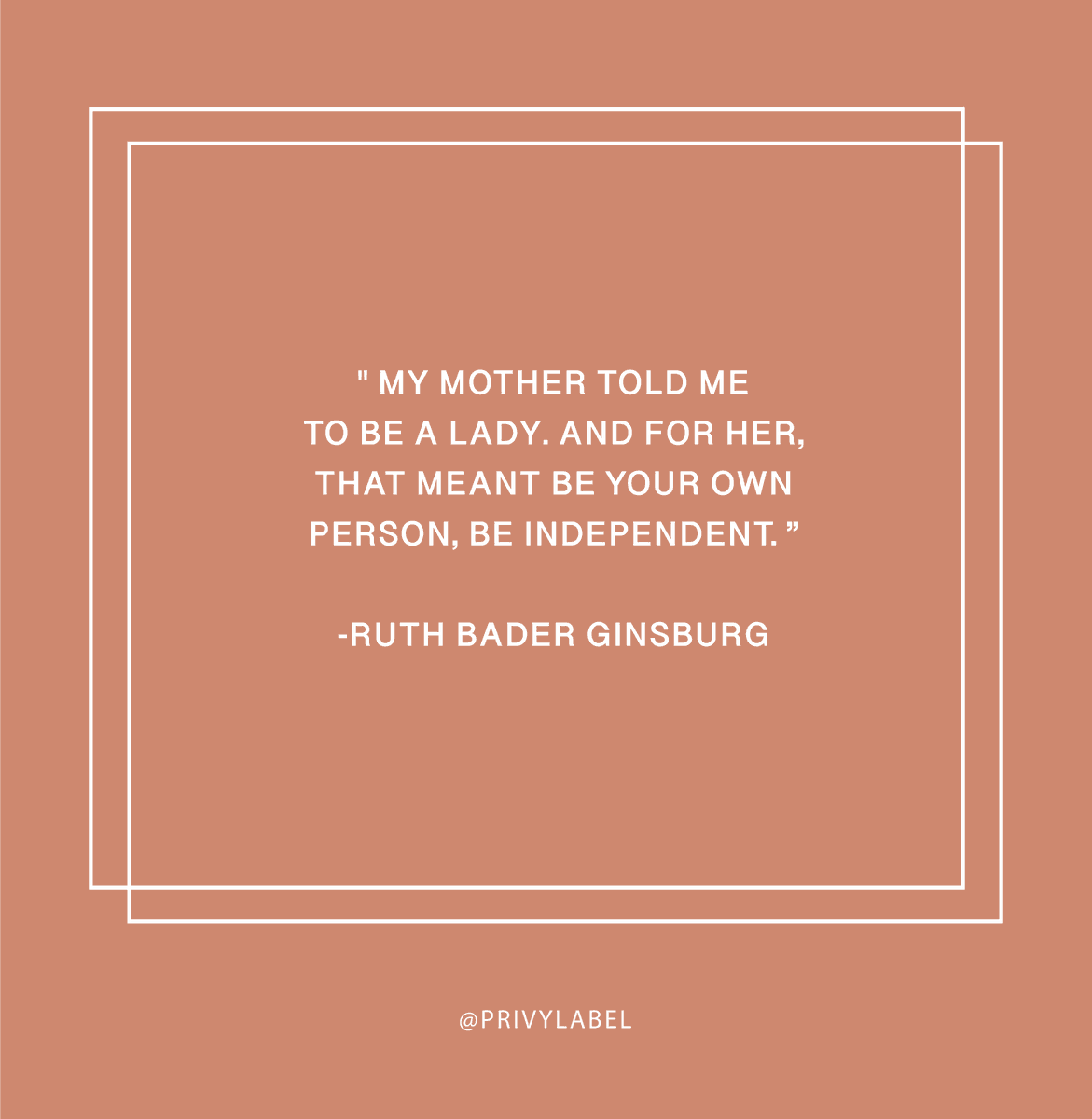 privylabel's tweet photo. Sharing advice from one badass woman to another, RBG says that being a lady means being the boss of your own life. 💪 Through her incredible life, we see these words put into action. Keep fighting for what you believe in and believe in yourself! 
•
Quote by: Ruth Bader Ginsburg https://t.co/SCNiFzQbuz