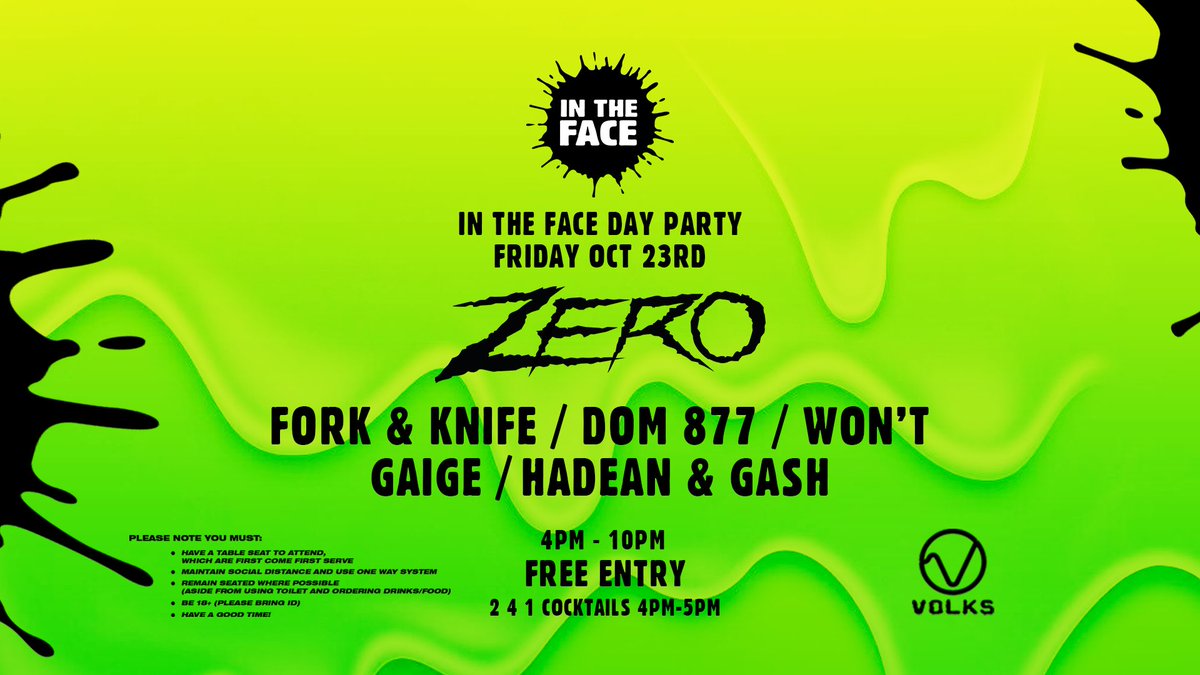 This Friday at Volks we’re putting on another free event with @zero_ukb @forkandknife000 <a href="/dom877/">Dom 877 Records</a> <a href="/HadeanUK/">Hadean</a> <a href="/gashtonlebizzle/">gash</a> and more #Brighton #bass