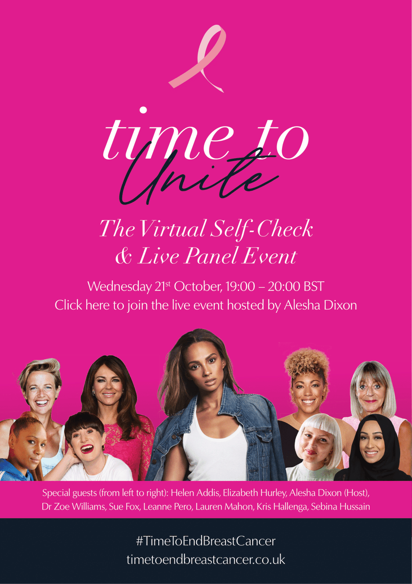 Tomorrow, join @AleshaOfficial, @leannepero, @drzoewilliams and other inspiring women for the Time to Unite live self-check event, a free sponsored by @elcompanies #TimeToEndBreastCancer
 timetoendbreastcancer.co.uk