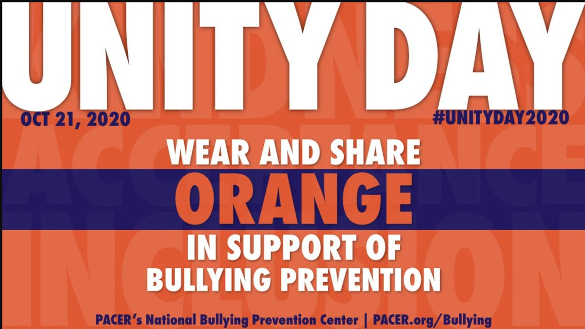 KimberlyLaneWPS's tweet photo. Wear and share ORANGE on Unity Day, Wed., Oct. 21, 2020 to show your support of bullying prevention. #UnityDay2020. For ideas to get involved, visit https://t.co/dleLGjTefU https://t.co/3miAe26O4b