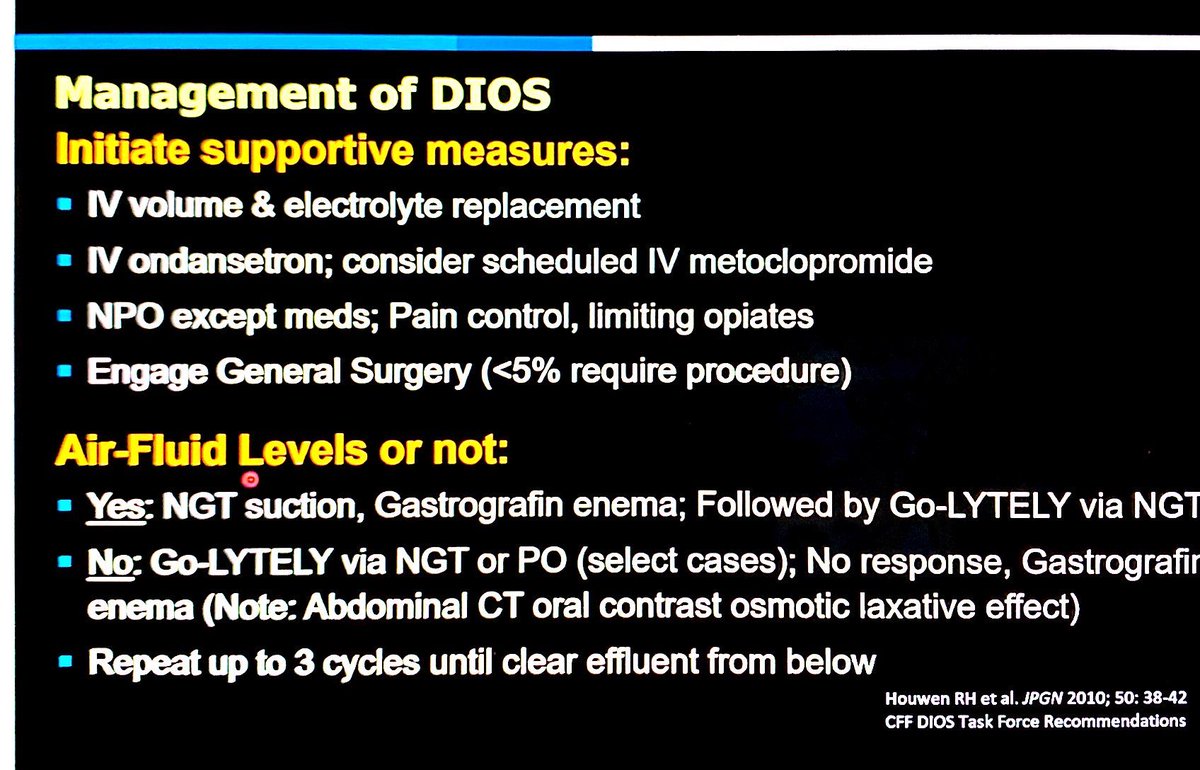 Management of DIOS. Keep in mind that surgeons who are inexperienced with DIOS may recommend surgery when it is not needed and it can cause more harm. Less than 5% of these patients actually require surgery.   #CHEST2020