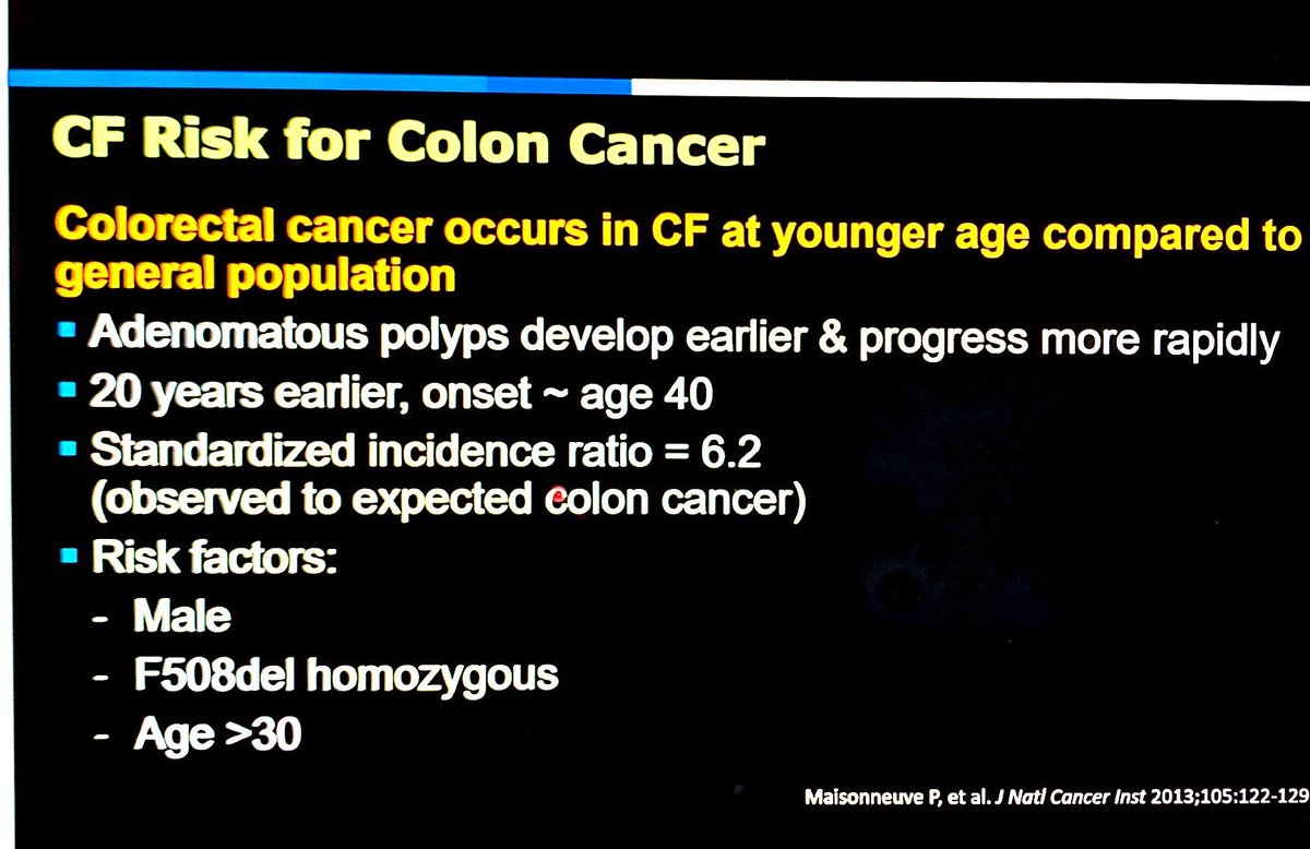 Colorectal cancer occurs in patients with CF at earlier ages!  #CHEST2020