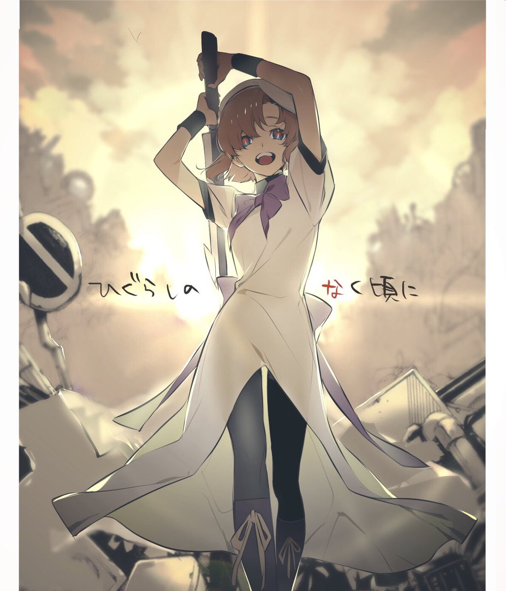 ryuuguu rena 1girl solo dress white dress hat purple bow open mouth  illustration images