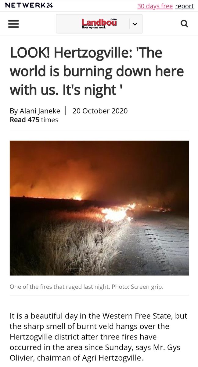 TheHeat001's tweet image. If killing the farmers in South Africa is not enough, now land are being set on fire because the EFF leader are advising his supporters to do whatever it takes to destroy the life of the white “afrikaner boer” 

STOP 🛑 

I ask my international friends
Please RT 🙏🏻  🇿🇦🇺🇸