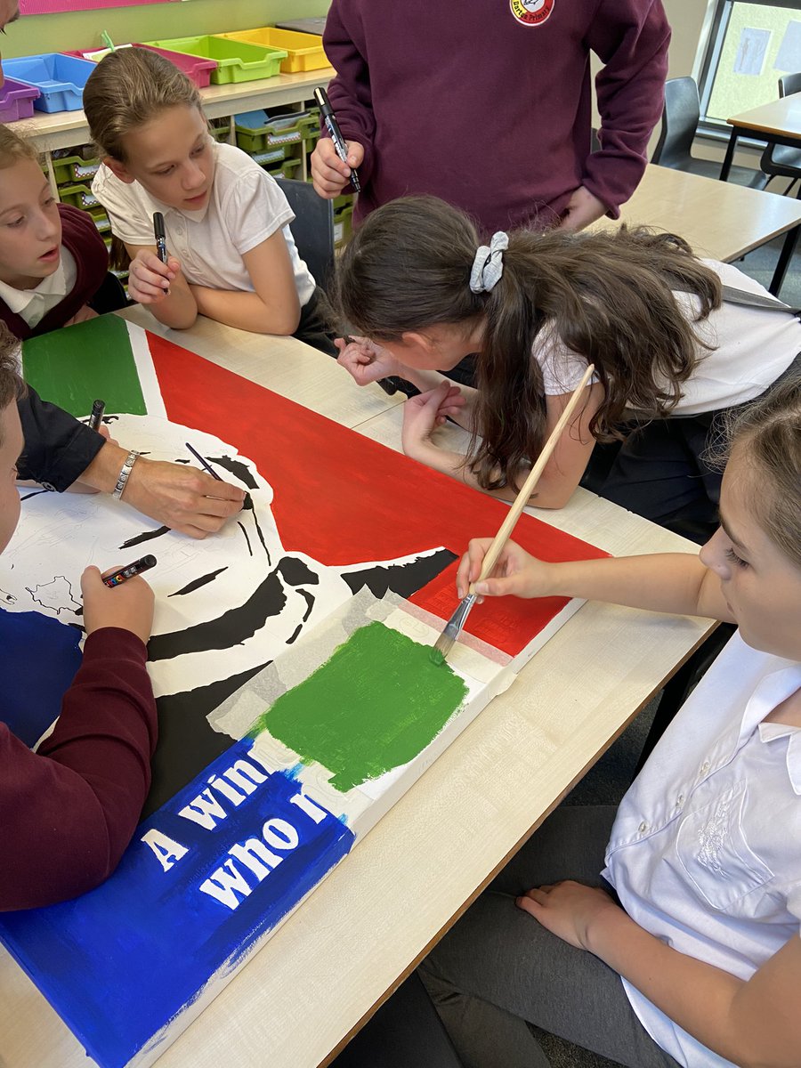 Class9DPS's tweet image. Art club are working hard on their Nelson Mandela portrait! @DartonPrimary @ArtDps1 #DPS_art