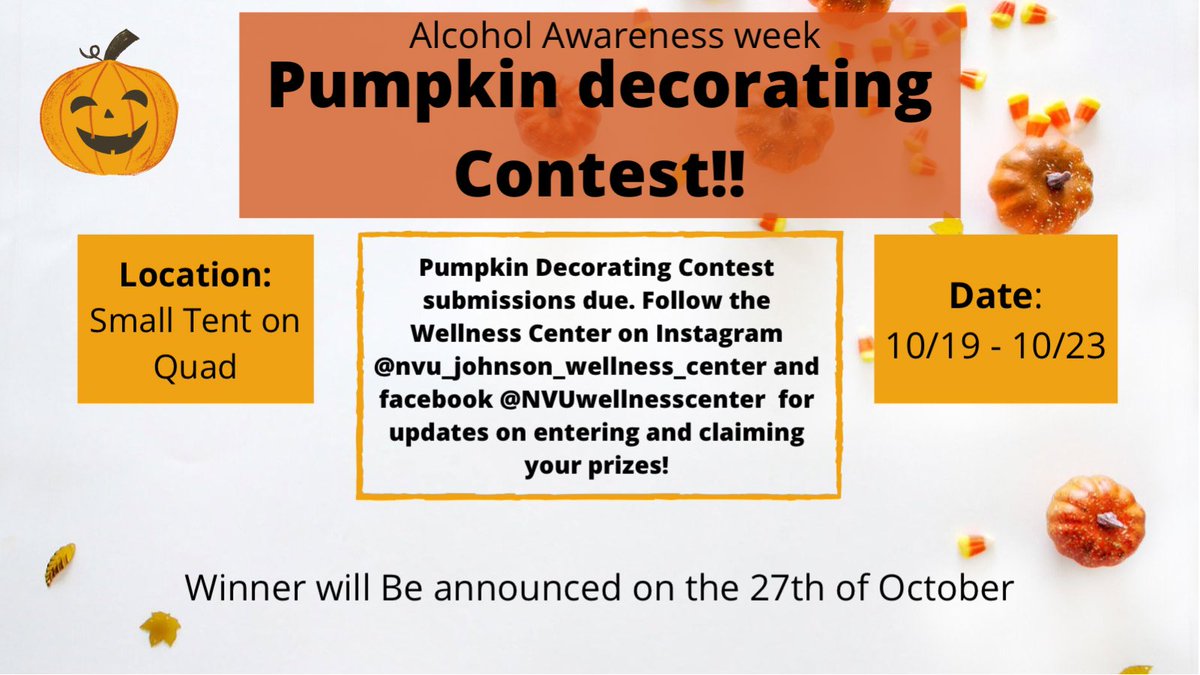 Have fun and decorate some pumpkins! 🎃 This event is going on all week and submissions are due Friday. Winner will be announced the 27th.