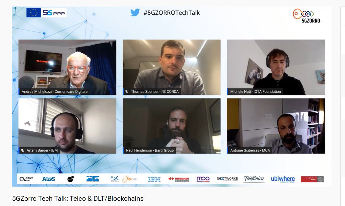 #5GZORROTechTalk "Telco &amp; DLT/Blockchains"
#PHenderson <a href="/BartrWorld/">Bartr World</a> dealing critical data, new tech scalability, interoperability needs trust security

<a href="/IBMResearch/">IBM Research</a> 
<a href="/ingenii/">Antoine Sciberras</a> <a href="/MCAMalta/">Malta Communications Authority</a> 
<a href="/michelenati/">Michele Nati</a>
<a href="/iota_foundation/">IOTA Foundation</a> <a href="/iotatoken/">iotatoken</a>
<a href="/inside_r3/">R3</a> <a href="/Cordablockchain/">Corda</a> 
<a href="/LouisaJGregory/">Louisa Gregory</a> <a href="/_cban/">CBAN</a>