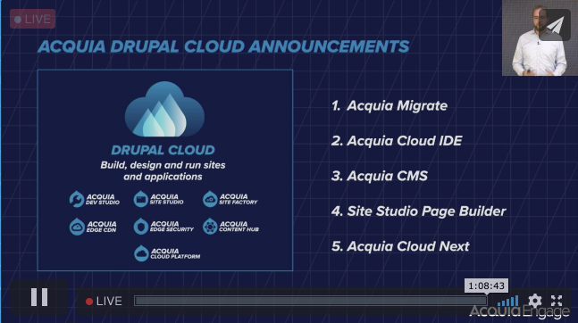 hussainweb's tweet photo. #AcquiaEngage announcements:
1. Acquia Migrate
2. Acquia Cloud IDE
3. Acquia CMS
4. Site Studio Page Builder
5. Acquia Cloud Next https://t.co/G2omO7d6cG