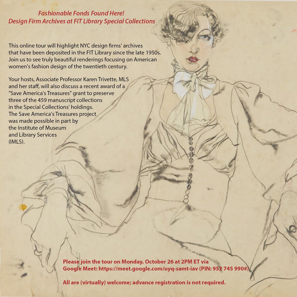 Join us next Monday at 2pm to hear about our New York State Archives Week event: Welcome to SPARC! 
#ArchivesWeek #specialcollections #fitnyc #fashionhistory #fashionarchives #designarchives