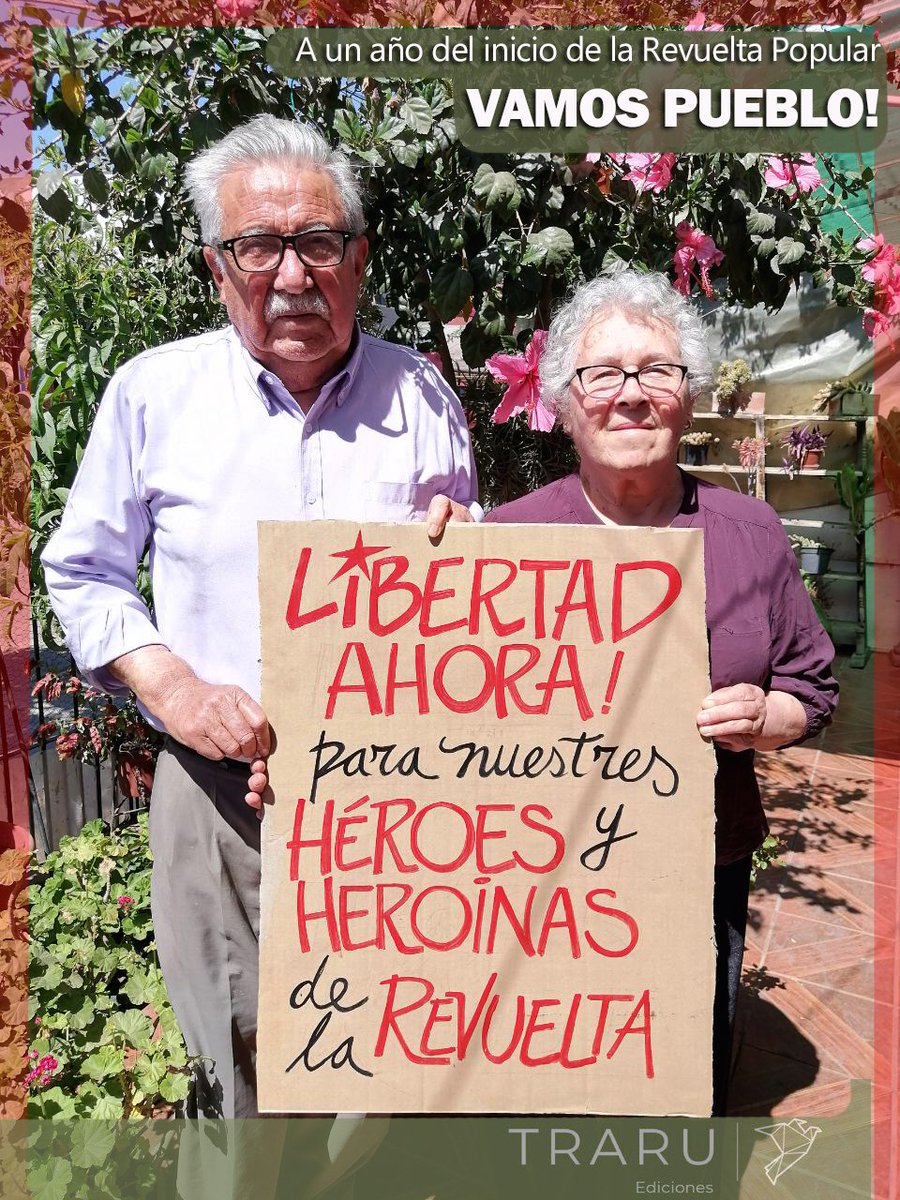 EdicionesTraru's tweet image. A un año iniciada la revuelta popular en Chile, decimos con la misma fuerza y convicción VAMOS PUEBLO. Nos encontraremos en las calles rebeldes, exigiendo una vida digna. ¡ARRIBA LXS QUE LUCHAN, LIBERTAD A LXS PRESXS DE LA REVUELTA! #Octubre18 #PlazaDignidad #Octubre2020 #Traru
