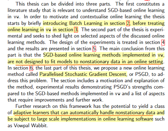 semanticbeeng's tweet photo. "Online Learning in Vowpal Wabbit"
"Parallelised Stochastic Gradient Descent (PSGD) is clearly superior to #AdaGrad and #SGD w/ a fixed #learningrate as it can adapt to non-stationary data on the fly w/o requiring #crossvalidation"
#NonStationaryLearning
https://t.co/DSnEXlh5Ki https://t.co/Y6fK6ISJP0