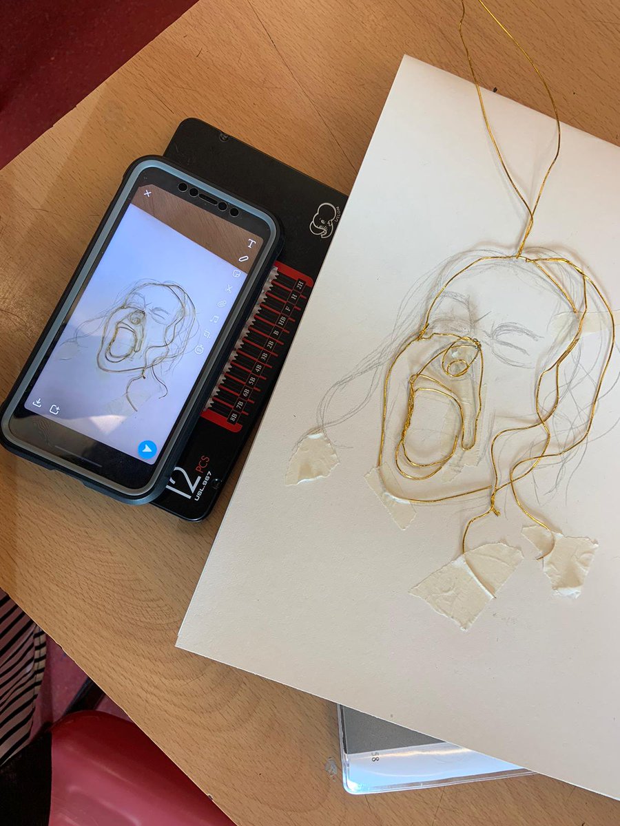Wath_ArtDesTech's tweet photo. Exploring drawing using wire work with year 12 today. Miss Hunt is very impressed! Go girls!
#exciting #teamwath #creatorswillcreate #wire #talent #continuousline #alevelart #aqa #alevel #art @Wath_SixthForm https://t.co/uq86gT3CY2