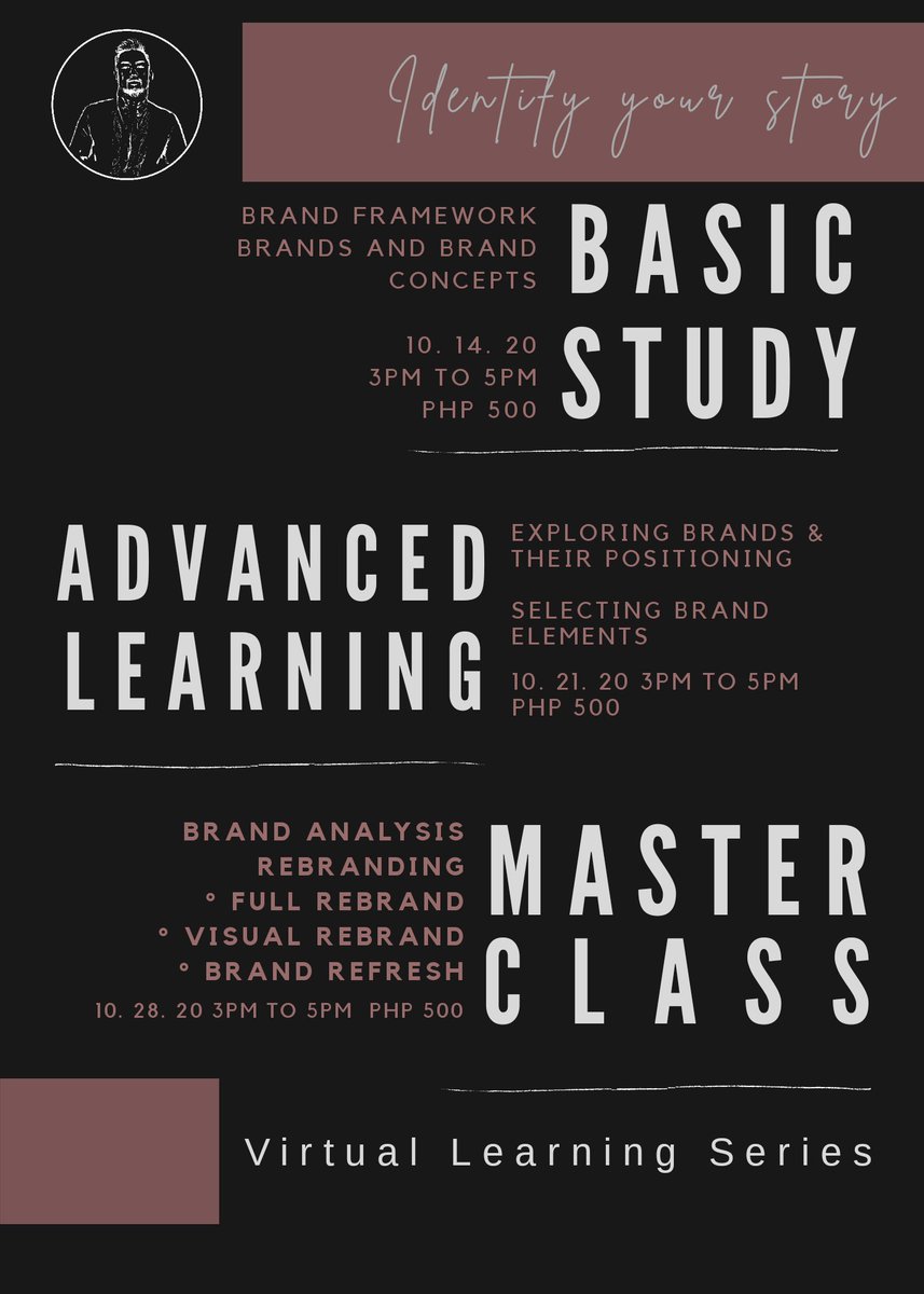 levrodriguez's tweet photo. Define your story. Sell your idea.
Virtual Learning Series
Brand Development - Advance Learning
We are all a work in progress.
Register through @Ticket2MeNet
https://t.co/lsrCuNjMkl
#LRVirtualLearningSeries #branddevelopment #brandmarketing #onlineclass #LevensonRodriguez https://t.co/JiJuElF3iX