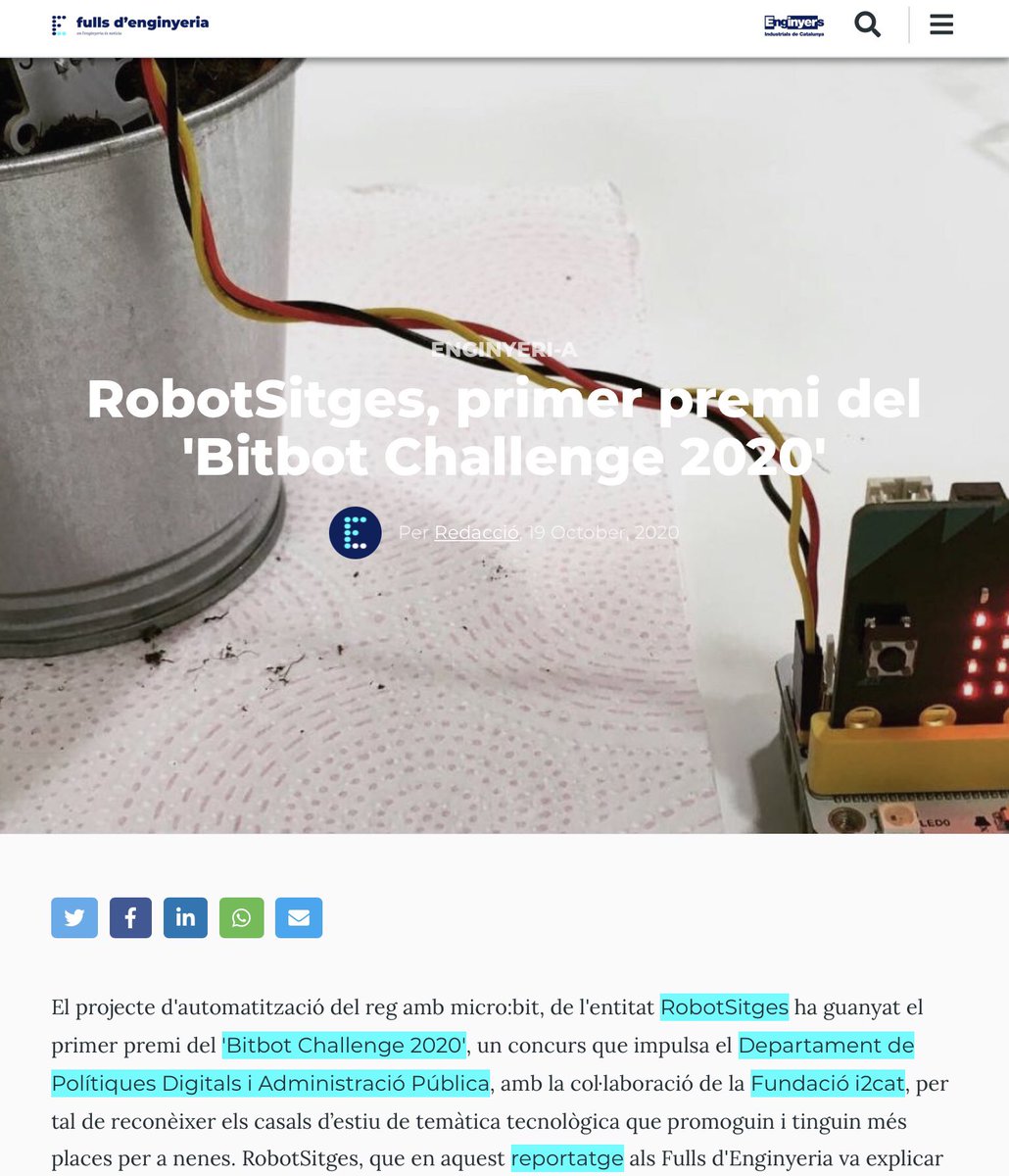 RobotSitges's tweet image. @robotsitges rep el primer premi dels #bitbotchallenge2020 

Ho podeu llegir a @FullsEnginyeria