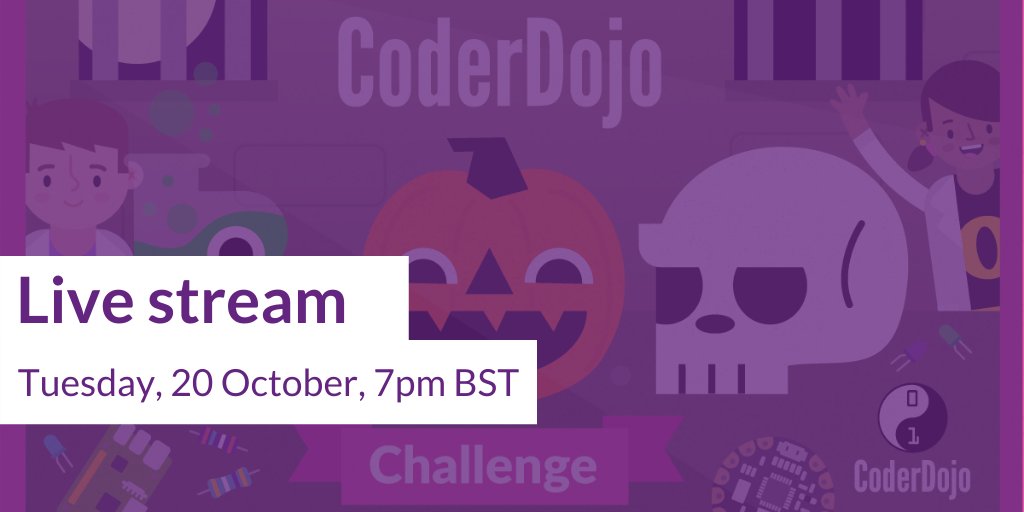 CoderDojo's tweet image. Exciting news, we are going LIVE today for a special Boo Challenge live stream! 🎃

Tune in here at 7pm BST / 2pm EDT to find out all about this spooky challenge and learn how your Ninjas at home can take part 😄

#DojoBooChallenge #Halloween2020