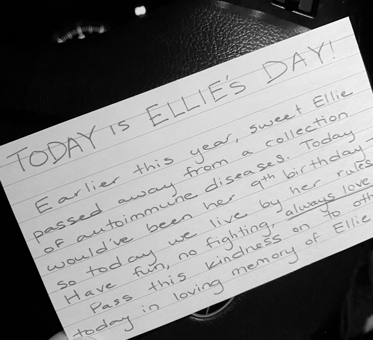 rocker_ccsd's tweet photo. For me, it was as simple as paying for the coffee order for the car behind me in the drive thru. Today, honor and celebrate Ellie on #elliesday - what act of kindness can you do today? I can’t wait to see the positivity that comes from this day. #AlwaysLove #actsofkindness https://t.co/gySISKUwHP
