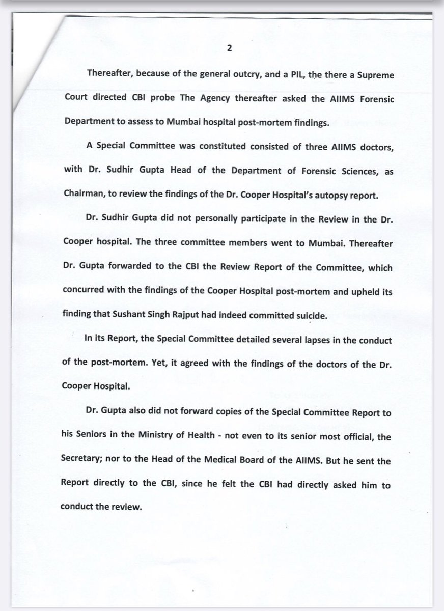 jagdishshetty's tweet photo. On SSR death Issue, Dr Subramanian @Swamy39 writes to @narendramodi @PMOIndia letter asking that a Medical Board of Health Ministry to scrutinise the AIIMS  report on the post-mortem https://t.co/i0wHhBY6BQ