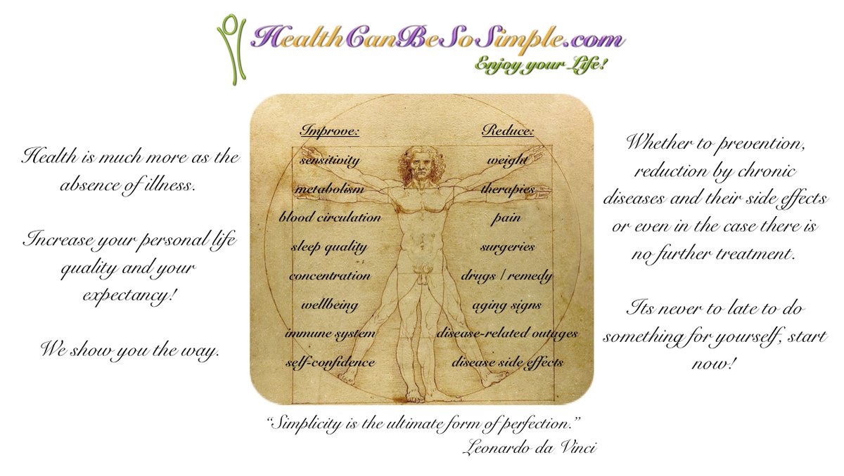 Health_Simple's tweet image. Stop to be victim of your illness, knowledge makes the difference. Knowledge and simple know how to alleviate complaints, stop long-term effects, reduce and even prevent. We’ll help you with several topics, to improve your quality of live.
healthcanbesosimple.com