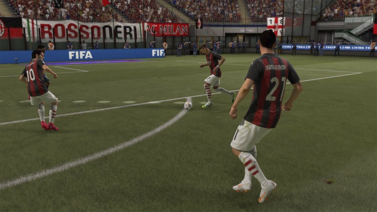 DixonBaxi's tweet photo. Brilliant to see @acmilan in FIFA 21 with custom typeface AC Milan Pulse and ‘We the many‘ chant fully represented in the iconic San Siro. 

Great collaboration with @elliottamblard 😎on crafting the typeface. 

 #fifa21 #easports #football #seriea #typefacedesign #SempreMilan https://t.co/MbvkJPOgUi