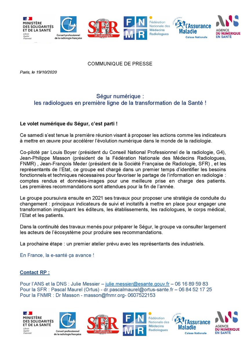Ségur numérique :
les radiologues en première ligne de la transformation de la Santé ! La radiologie française innove encore!