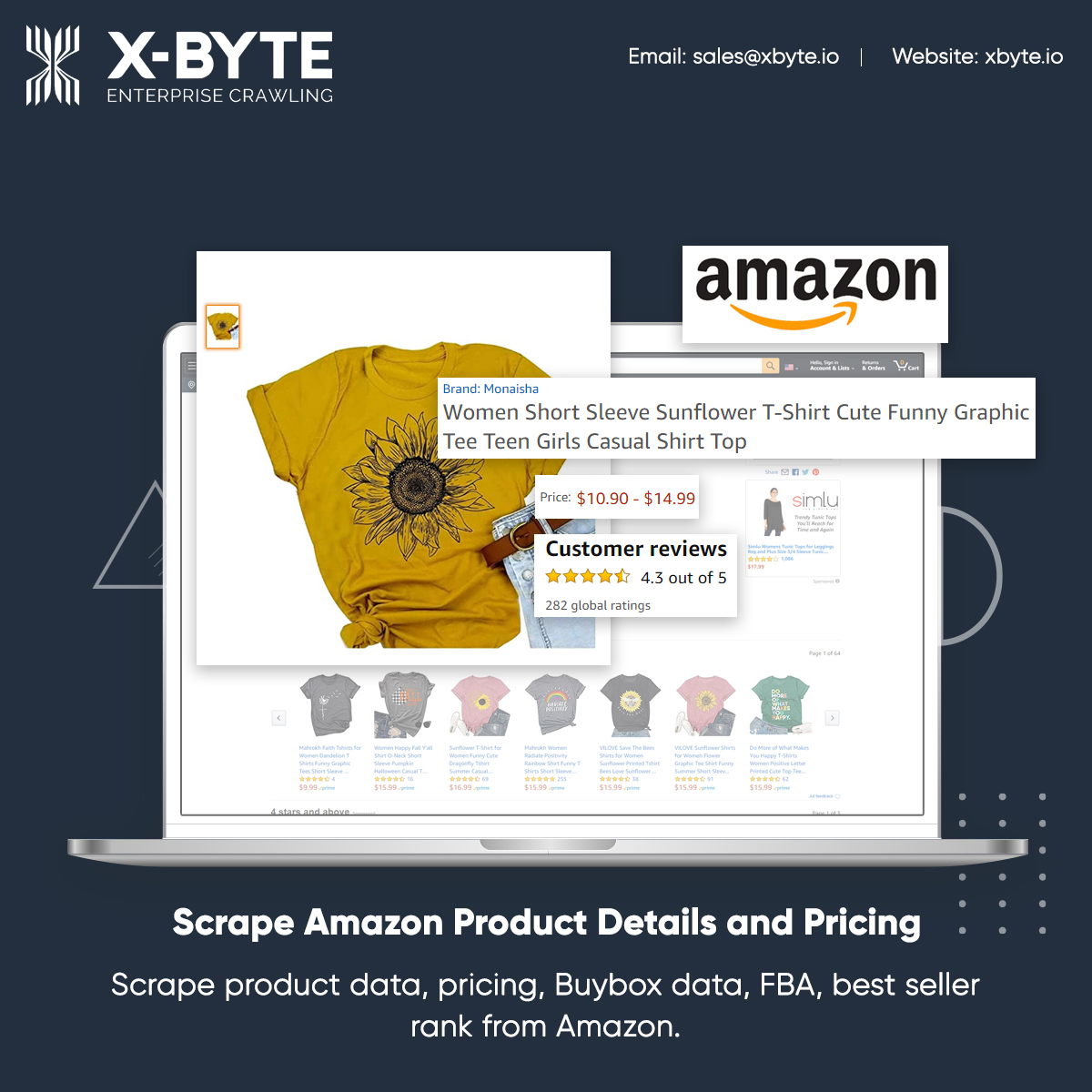xbyteio's tweet image. Scrape product data from Amazon along with pricing, availability, rating, best seller rank, and more data points from the Amazon product page.
xbyte.io/amazon-data-sc…
#ScrapeAmazonProductDetails #AmazonProductScraper #AmazonDataScraper #AmazonScraper #xbyteio #USA #UK #UAE