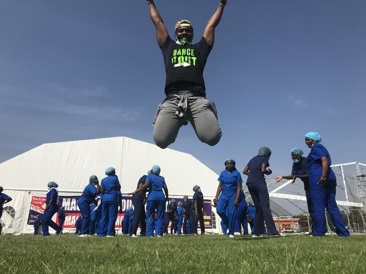  @ZeddyKomen inspired me to start  #Zumba4Nurses as through her stories i learnt first hand how nurses battle fatigue, stigma & depression.Imagine working for 15hrs at a  #COVID19 unit daily.We brainstormed on how to start  @zumba in COVID-19 units  #DigitalHumanitarian – bei  machakos stadium