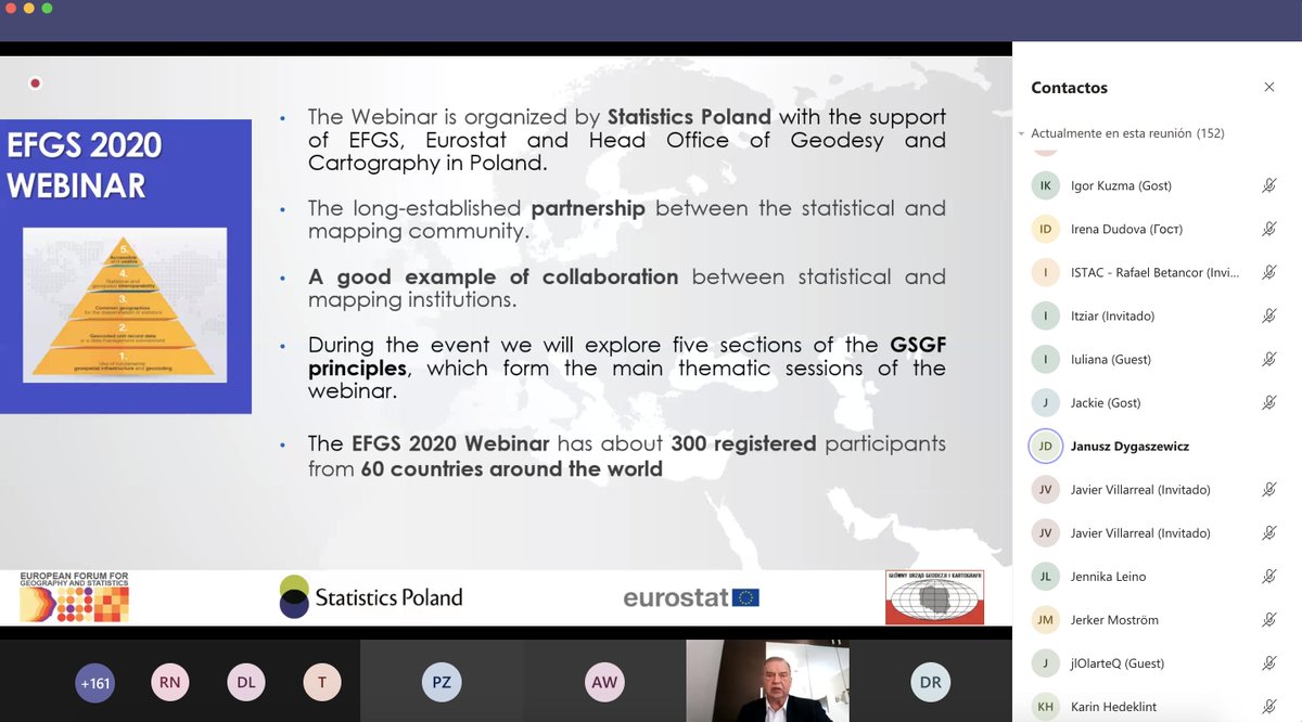 IGEAR_Aragon's tweet photo. 👨💻📈Asistencia de #IGEAR al #Webinar del European Forum for Geography and Statistics (#EFGS) 2020.
#Estadística #Statistics #Geografía #Geography
@EuroGeographics https://t.co/fI1VnHHs3Q