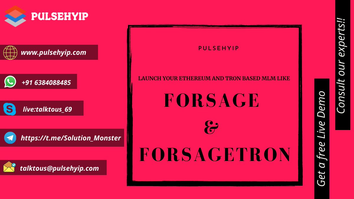 Any #Crypto #entrepreneur who would like to start a platform like #Forsage would require Forsage clone script with customizable smart contract. You can build your MLM based on either #Tron or #Ethereum network-https://t.co/srWdMEpfdv
Call-916384088485
#Blockchain #ETH #Mexico #UK https://t.co/Phjbun11It