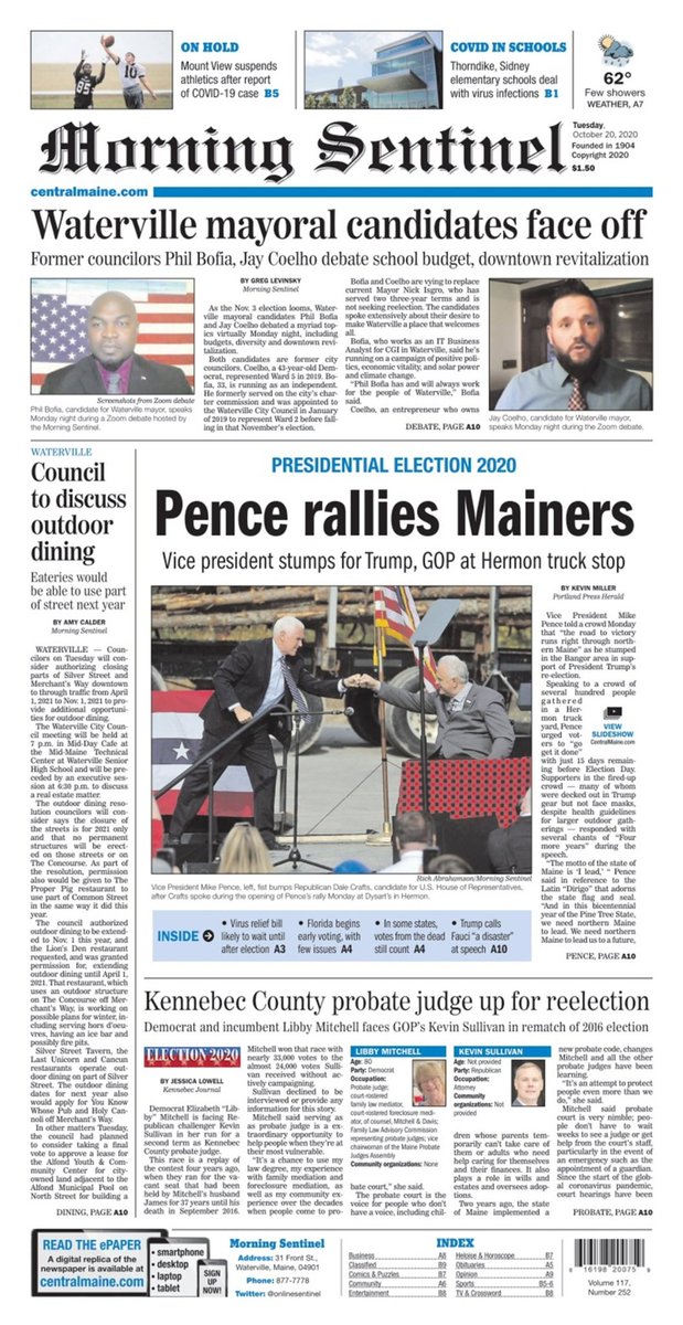 .@OnlineSentinel: 'Pence rallies Mainers'

#4MoreYears