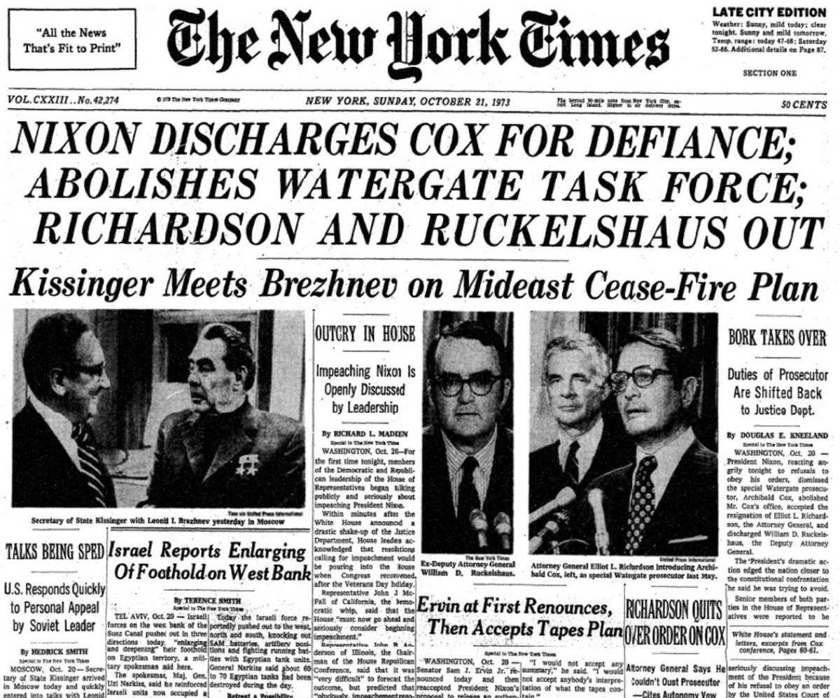 BeschlossDC's tweet photo. Nixon committed his Saturday Night Massacre today 1973: https://t.co/JKQtJ6mA7c