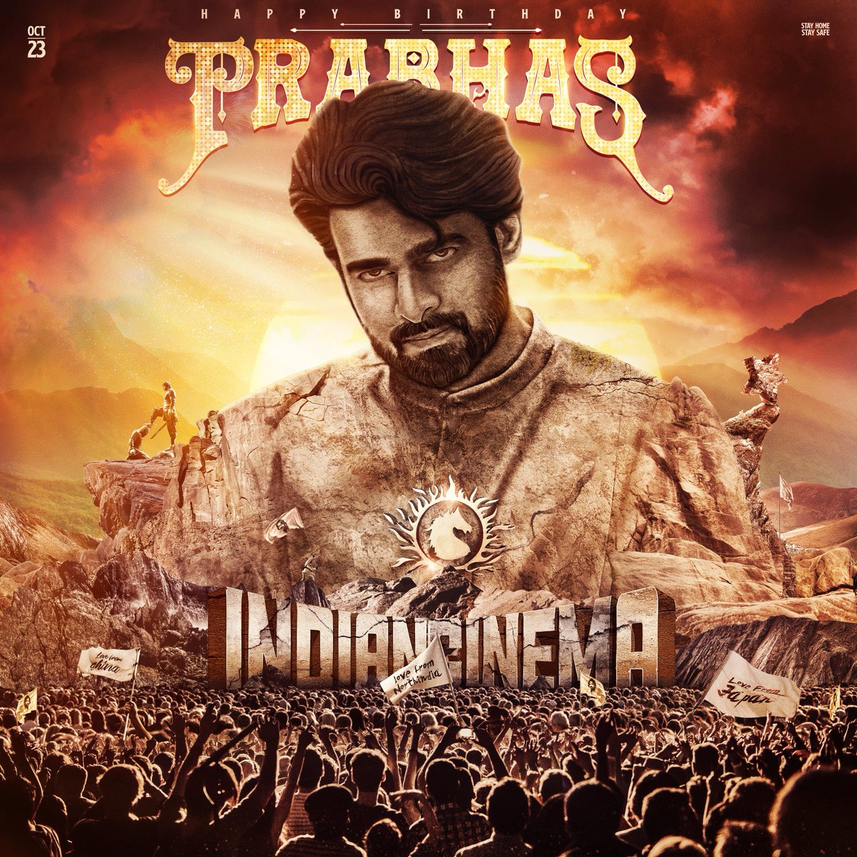 PrabhasRules's tweet photo. The Giant man who is at a peak of mountain named indian cinema and its face, a peoples superstar 
Here is the Common DP to celebrate REBEL STAR #Prabhas Birthday 
#PrabhasBirthdayCDP https://t.co/rwifYe2m7E