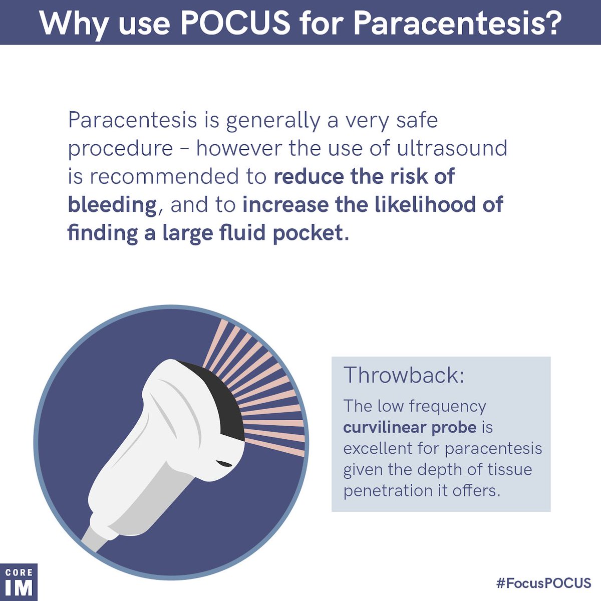 1/ It’s time for some  #FocusPOCUS,  #MedTwitter, and today we’re talking paracenteses. Let’s take a look at why you might want to be using ultrasound to guide your paras.