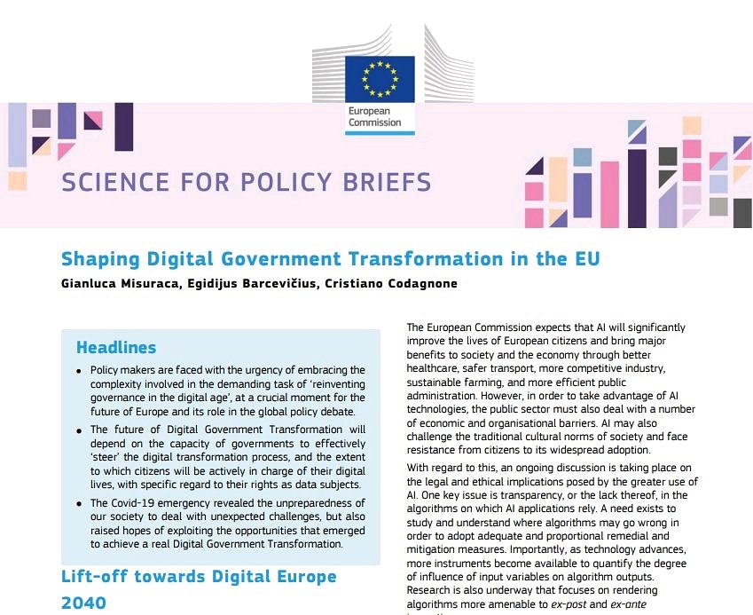 Shaping Digital Government 2040! 
Thrilled to announce the DigiGov Science4Policy brief is out! bit.ly/35ey2rX 
@EU_ScienceHub @EU_ISA2 @EULocation @eGov_EU @DSMeu @EU_DIGIT @ReImagineEuropa @foresight @DFS_MWC @triggerproject1 @SOIFutures @_FutureofTech_ @ECThinkTank