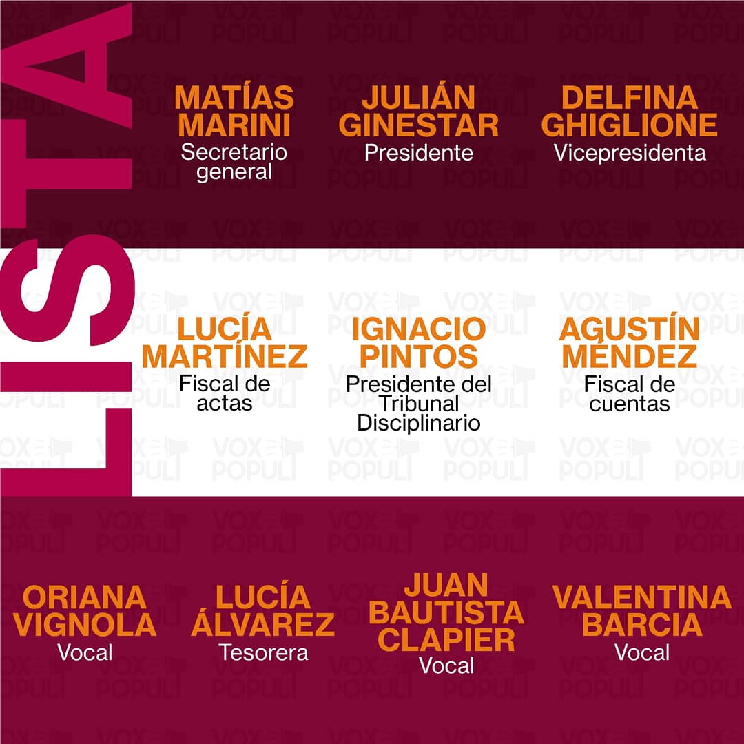 voxpopuliuca's tweet photo. Acá te presentamos a la lista de candidatos del partido 🙌. Si nos acompañas con tu voto, ellos van a representarnos como alumnos ante la facultad 📖🖋. Estate atento a nuestras redes, porque vamos a estar mostrándote más sobre ellos y los cargos a los que se presentan📱💪 https://t.co/fwuKgV5qyt